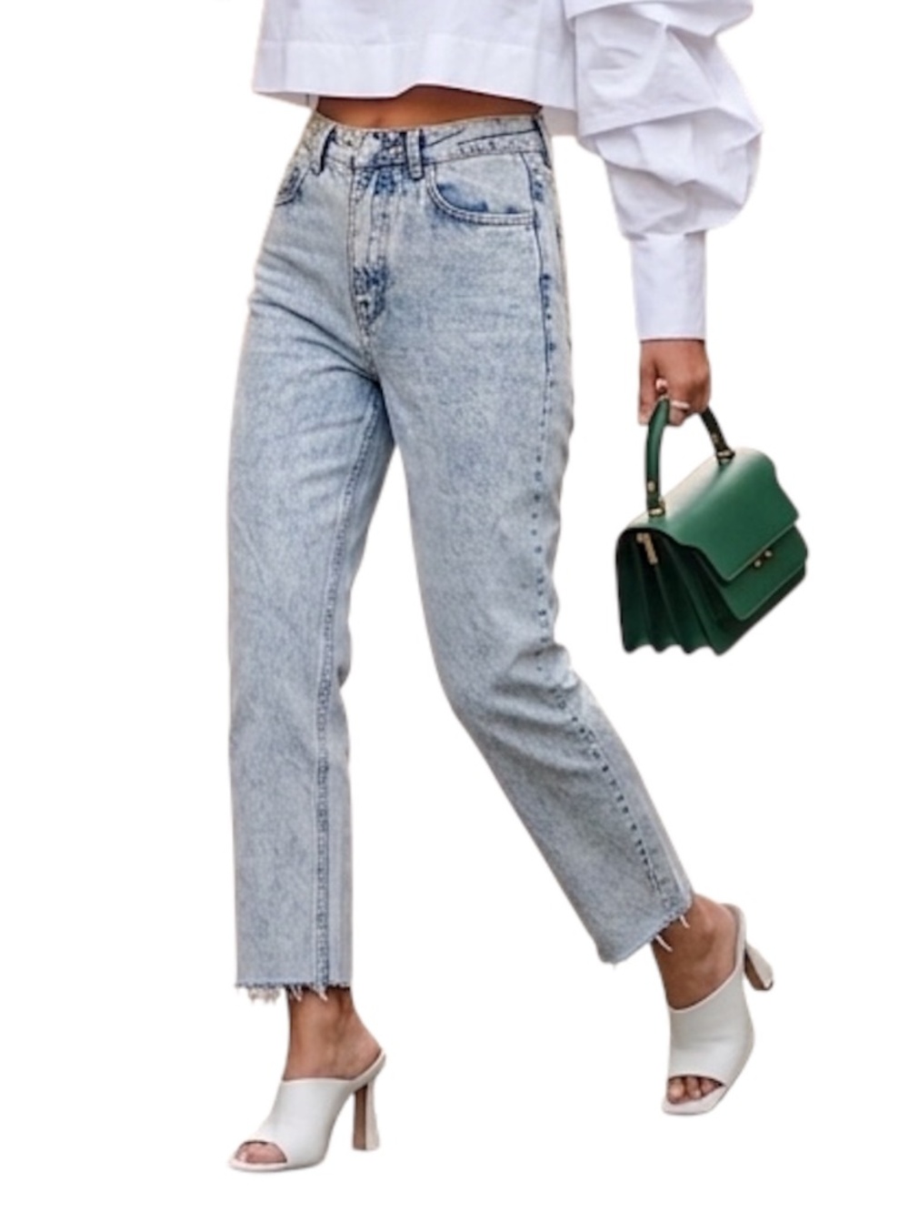 Dynamite Gisle acid wash organic cotton blend high rise straight leg jeans 27 - Picture 2 of 12